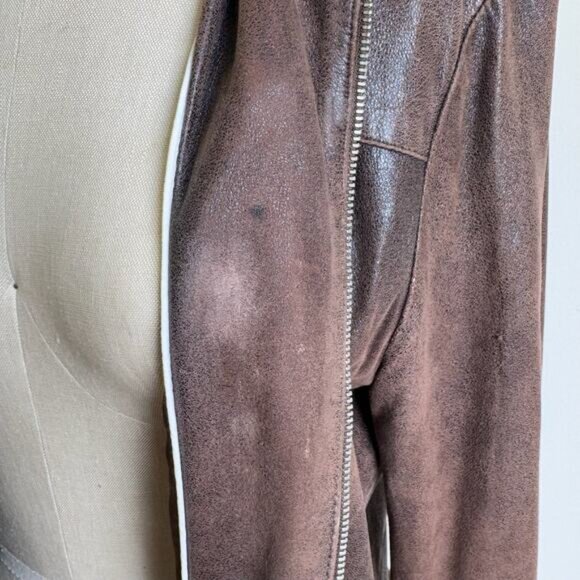 JOSEPH Brown Sueded Leather Biker Aviator Jacket - Picture 9 of 12